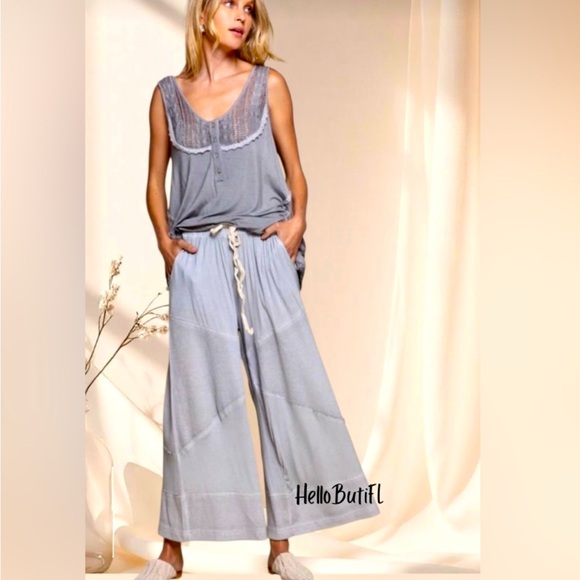 POL Dove Gray Wide-Leg Cropped Pants | HELLOBUTIFL Staple | Soft Everyday Luxe - Picture 6 of 7